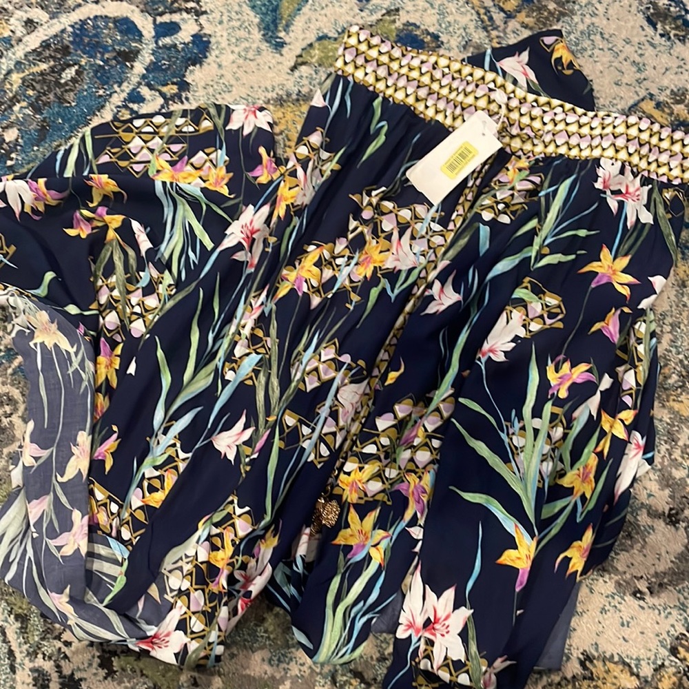 Linen floral beach pants - never worn w tags